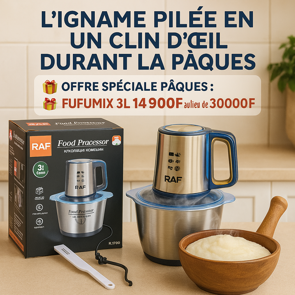 Machine FOUFOUMIX 3 Litres Originale |⚡ Piler l’igname en moins de 5 minutes, sans effort physique