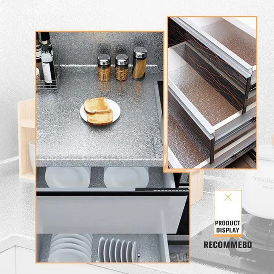 Autocollants de cuisine de 3m – Protègent les placards et les plans de travail contre la graisse et les taches. Découpables sur mesure, amovibles. Une véritable bouée de sauvetage pour la cuisine BJ