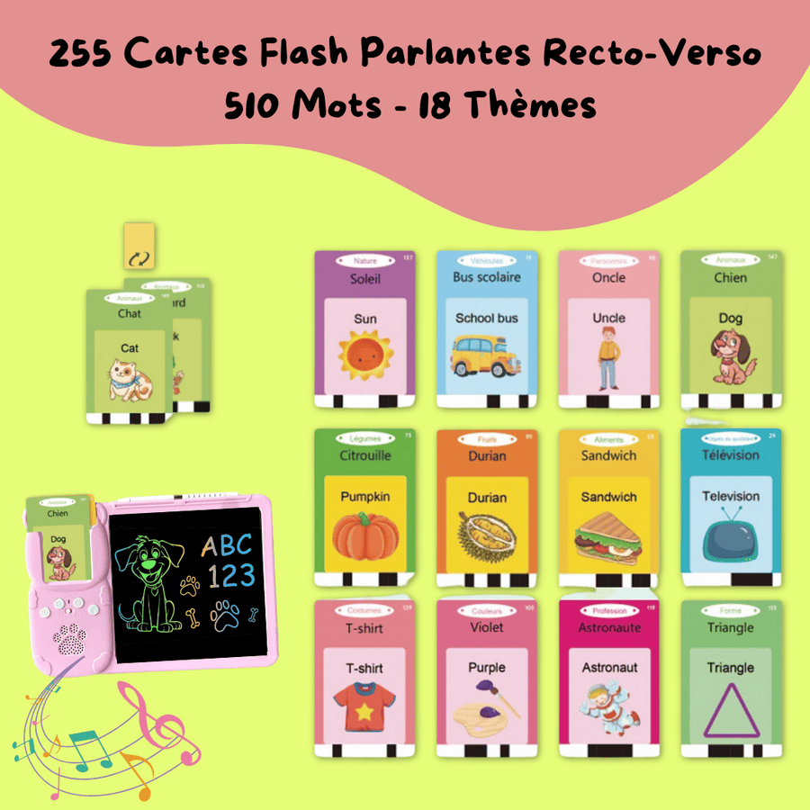⭐ Pack Petit Génie – Édition Créative ( Cartes Parlantes avec Tablette à Dessin Interactive + Projecteur de dessin )