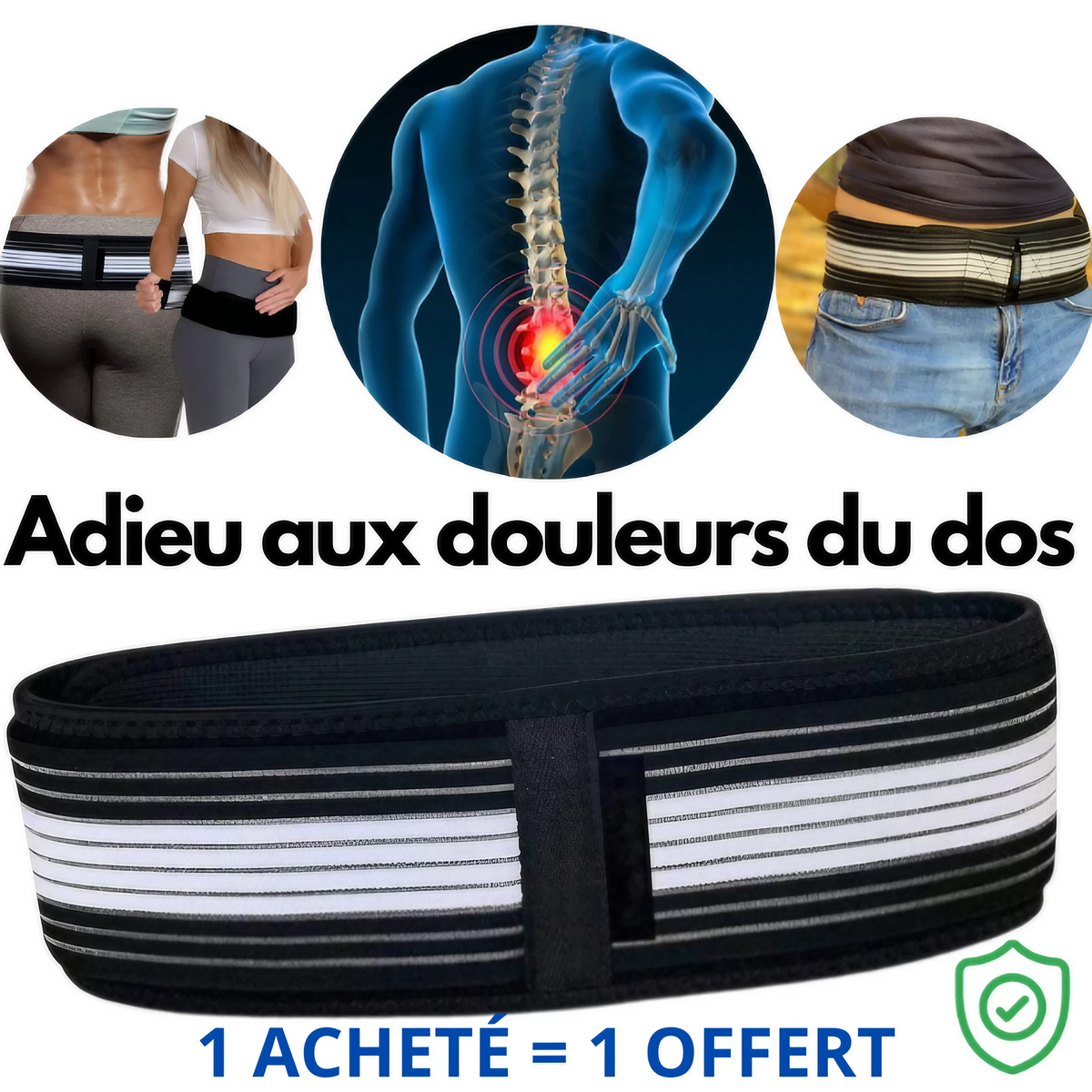 Ceinture Dorsale | Soulage les maux de dos et la sciatique | 1 ACHETÉ =  UN PATCH DOULEUR OFFERT + LIVRAISON OFFERT