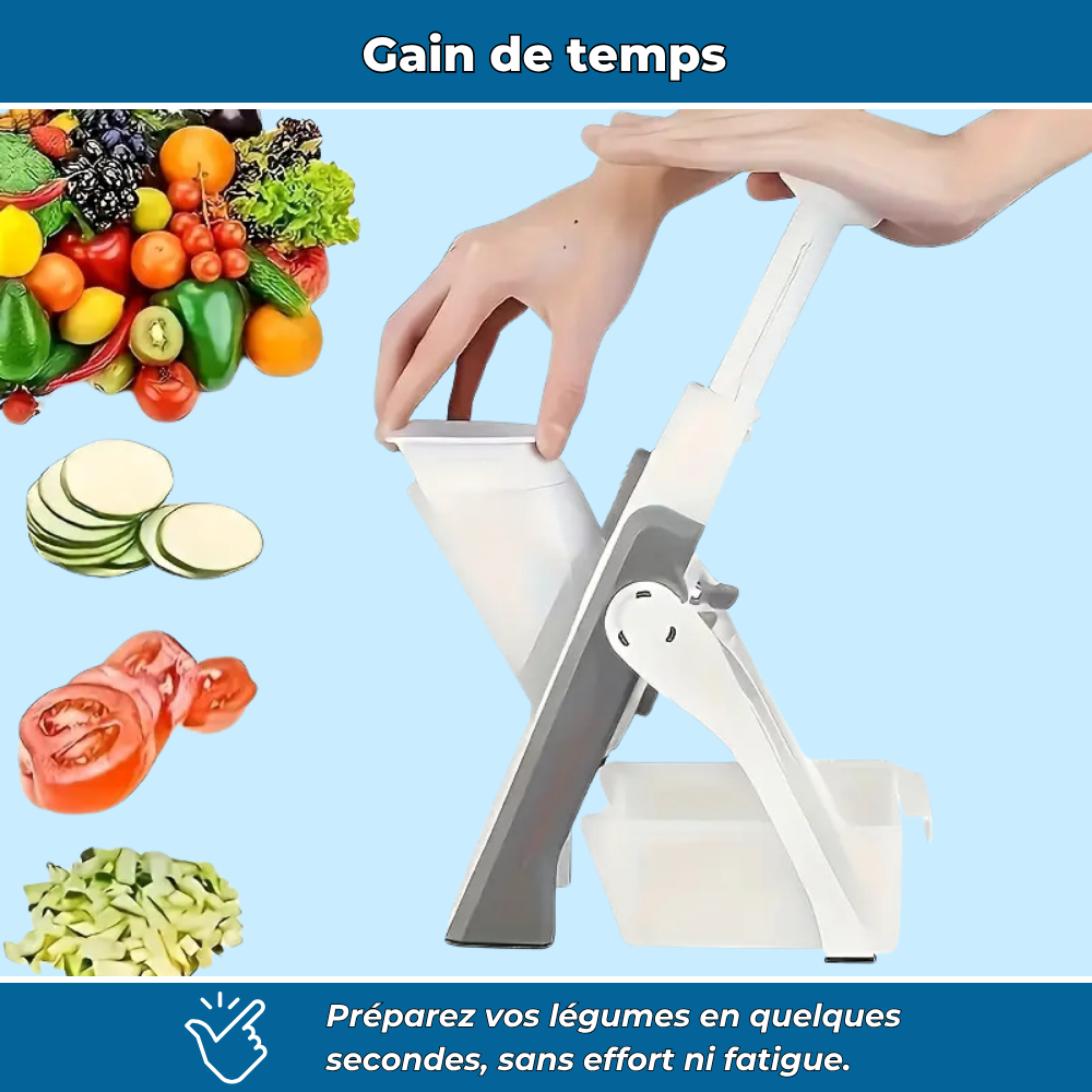 Slicéo – Mandoline manuelle multifonction en acier inoxydable