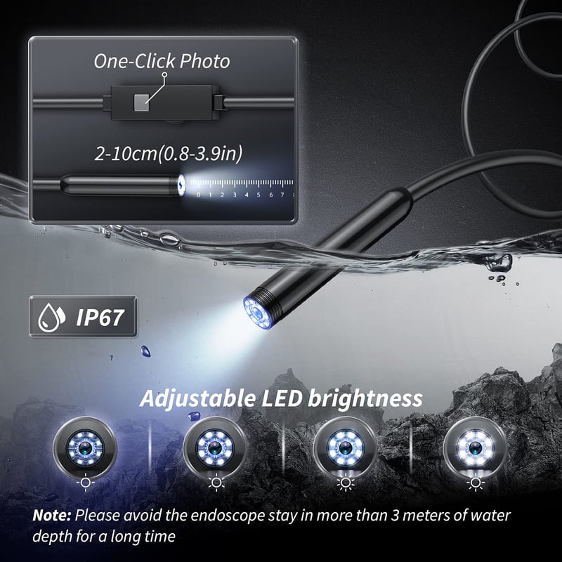 🔎 Caméra endoscopique Plug-and-Play ( 5m de longueur ) – Compatible avec Android, iPhone et iPad pour une connexion directe