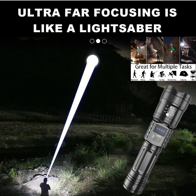 Lampe™ de poche™ avec zoom télescopique et power bank intégrée– Torche LED ultra-lumineuse