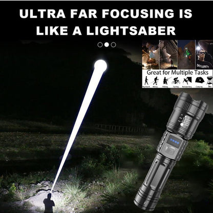 Lampe™ de poche™ avec zoom télescopique et power bank intégrée– Torche LED ultra-lumineuse