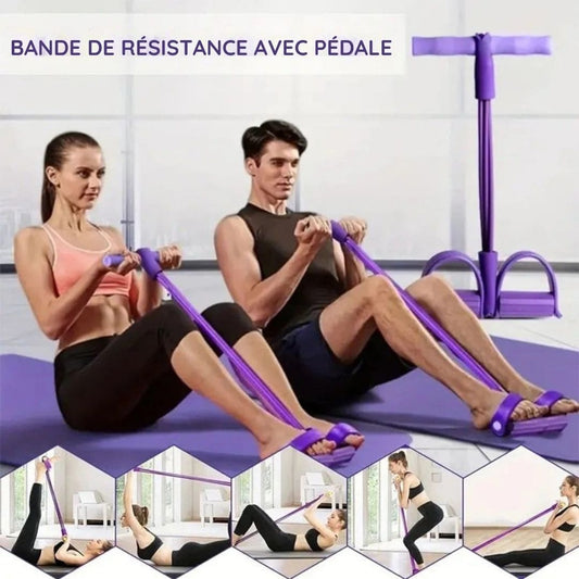 Kit Bandes de Résistance Fitness avec Pédale & Sangles Cheville ( Homme & Femme )....