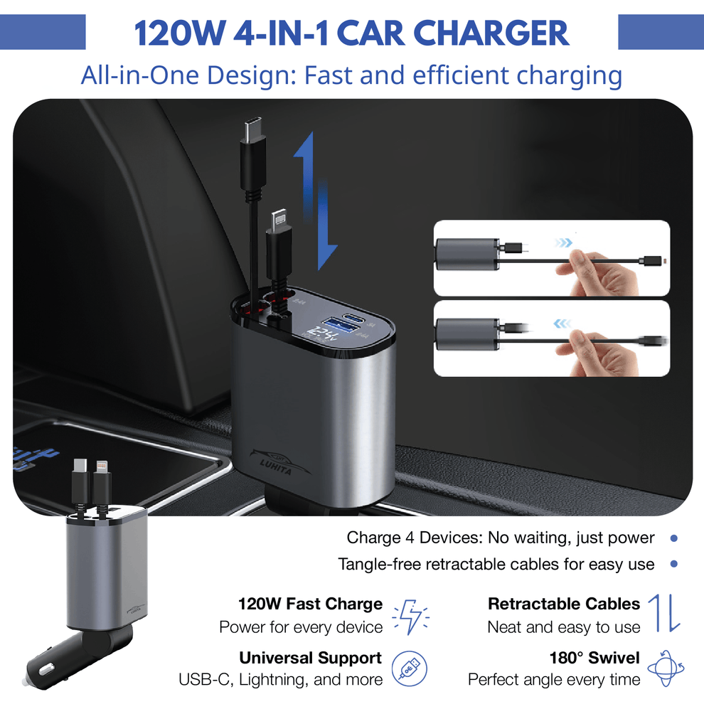 ADAPTATEUR™  DE CHARGEUR DE VOITURE 4 EN 1 LUHITA™