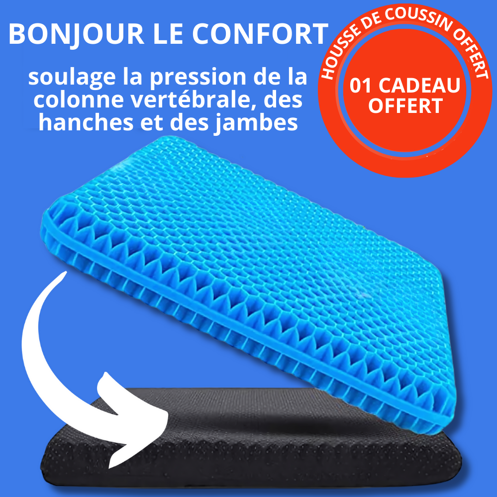 Coussin de siège Confort  en gel ErgoEase™️ | Housse de Coussin OFFERTE