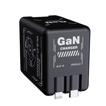 Chargeur rapide rétractable intelligent GaN 120 W – Double Câbles Intégrée Rétractable