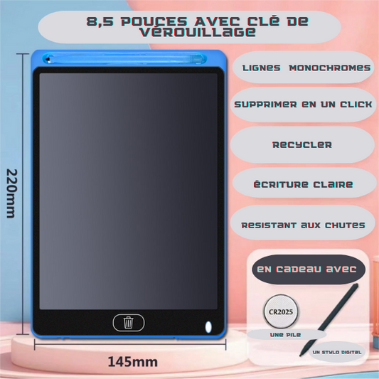 ARDOISE NUMERIQUE LCD POUR ENFANT POUR ECRIRE (Un Tableau autocollant pratique (2m x 45 cm Offert)