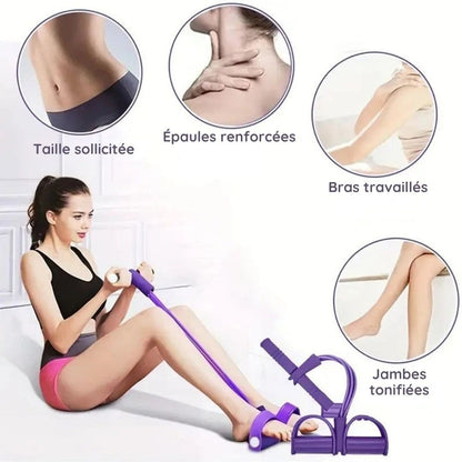 Kit Bandes de Résistance Fitness avec Pédale & Sangles Cheville ( Homme & Femme )