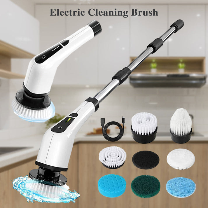 Brosse de nettoyage rotative électrique | 7 têtes de brosse · 300 tr/min · Étanche IPX5 · Batterie longue durée · Pour des tâches ménagères un jeu d'enfant