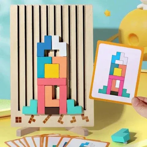 Tetris Montessori – Puzzle Stimulant en Bois pour Enfants....