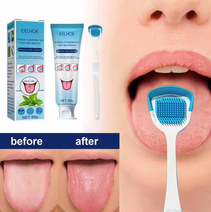Kit Nettoyant pour langue ( Gel et Brosse Inclus + Livraison gratuite) une Hygiène Buccale Parfaite